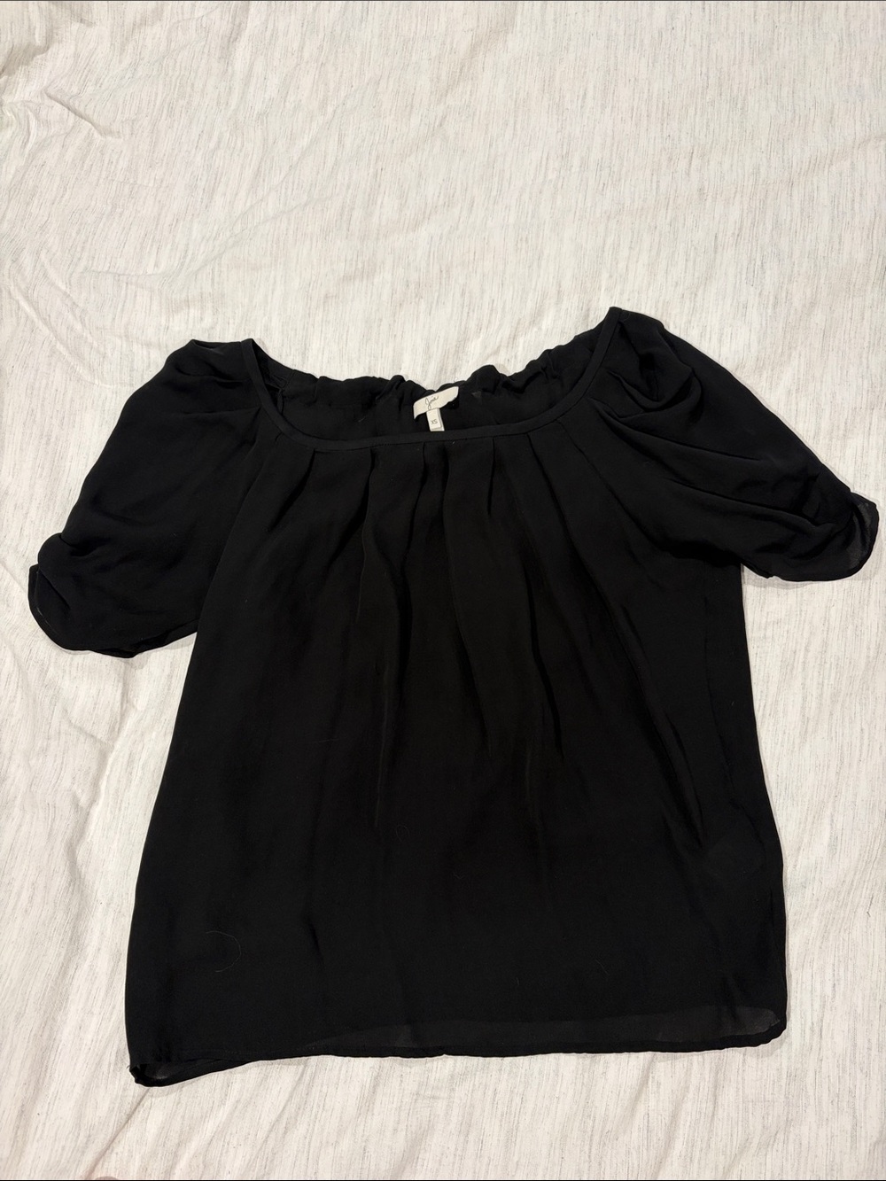 Joie Black Short Sleeve Pleated Women's Top, silk, size xs